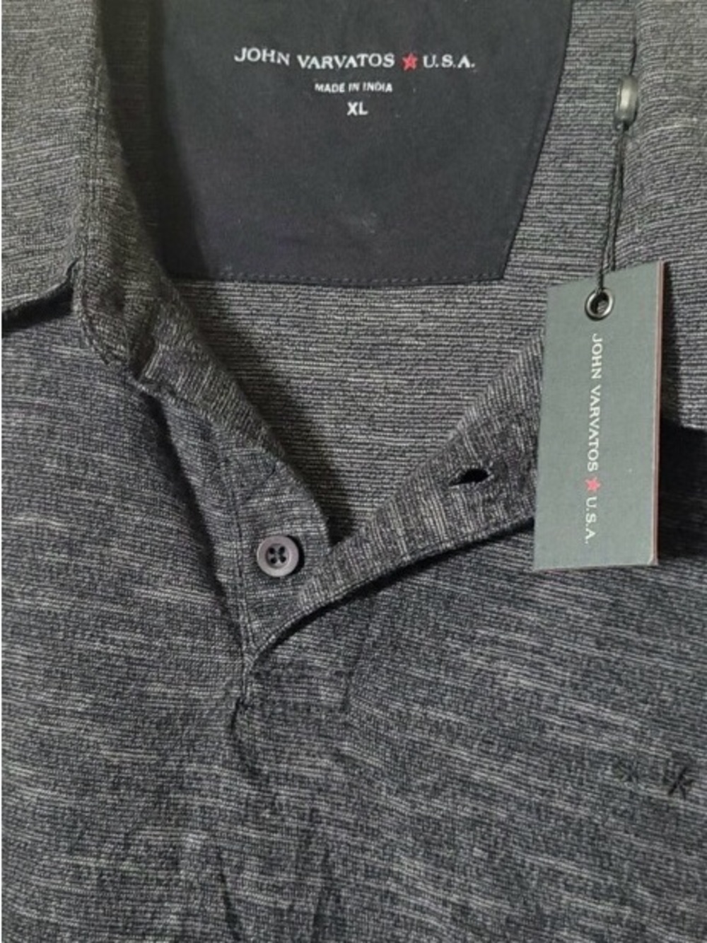 John Varvatos Men's Heather Charcoal Polo